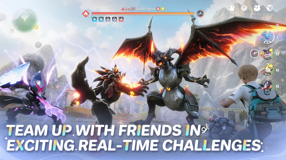 การต่อสู้กับบอสธาตุไฟแบบเรียลไทม์ในเกม Aniimo