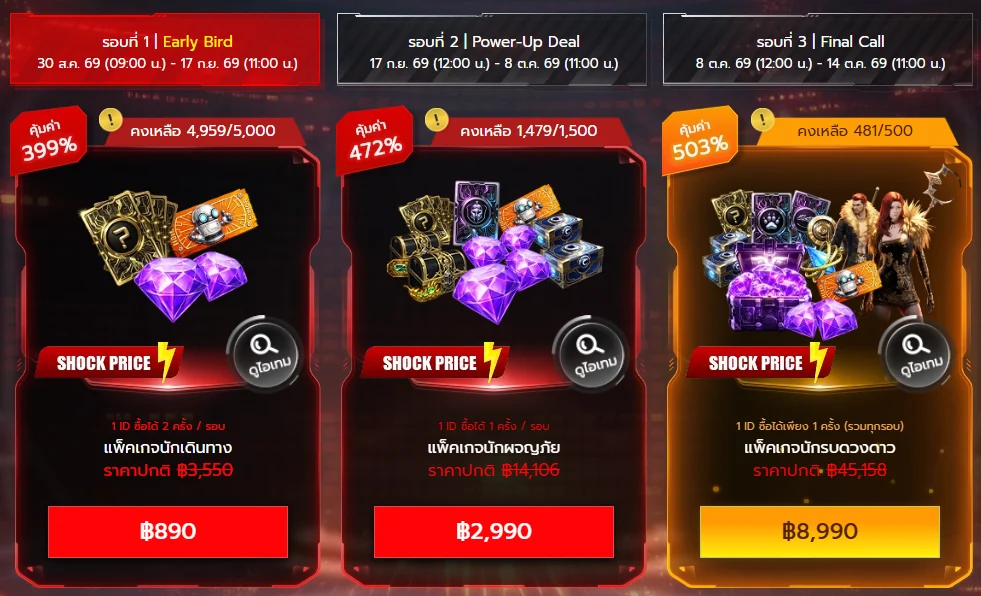 3 แพ็กเกจพรีเรจิสเตอร์ Cabal RED Thailand ราคาพิเศษ