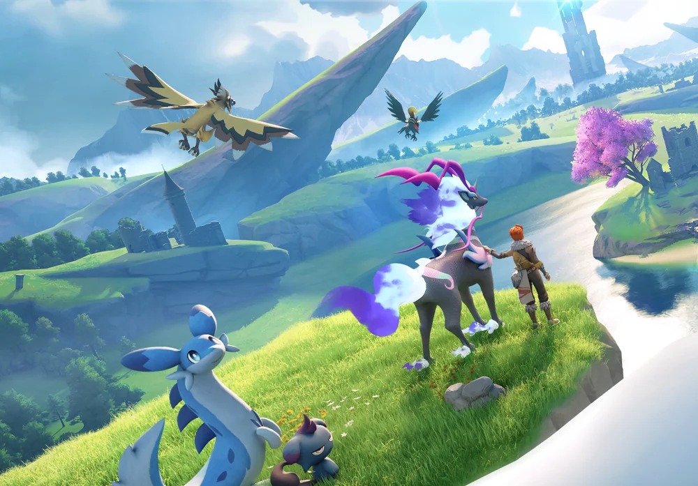 โลกเปิดกว้างที่มีเกาะลอยฟ้าและ Pals ในเกม Palworld Online