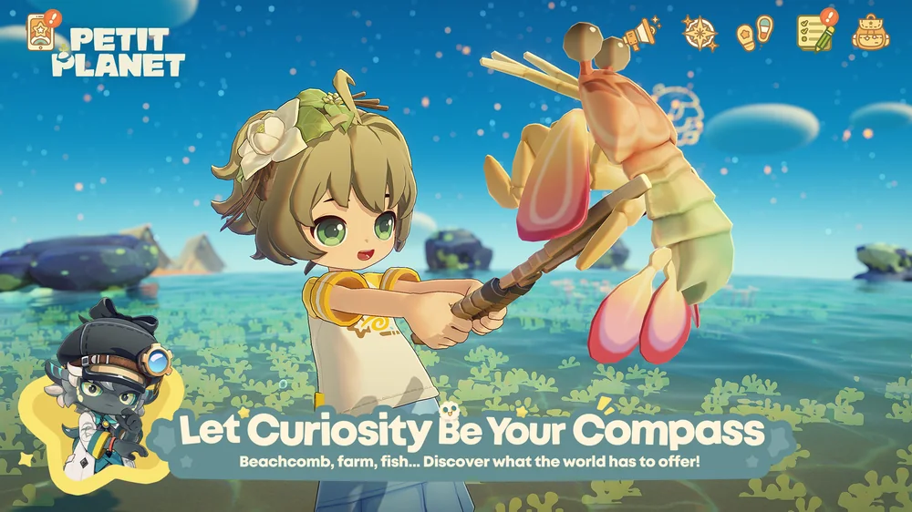 กิจกรรมปลูกพืช ตกปลา และเก็บของในเกม Petit Planet
