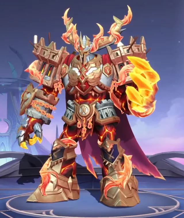 สกิน Belerick Smouldering Fortress ชุดเกราะทองเพลิงใน MLBB StarLight
