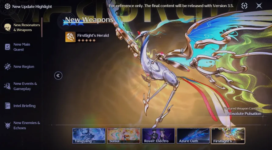 อาวุธ Firstlight's Herald อาวุธประจำตัว 5 ดาวของ Suisui ใน Wuthering Waves 3.5