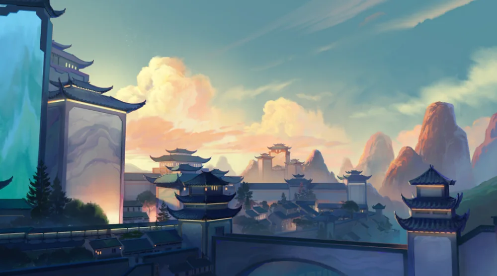 วิวสถาบันฝึกฝน Radiant กลางหุบเขาในประเทศจีน ฉากหลังของแผนที่ Summit