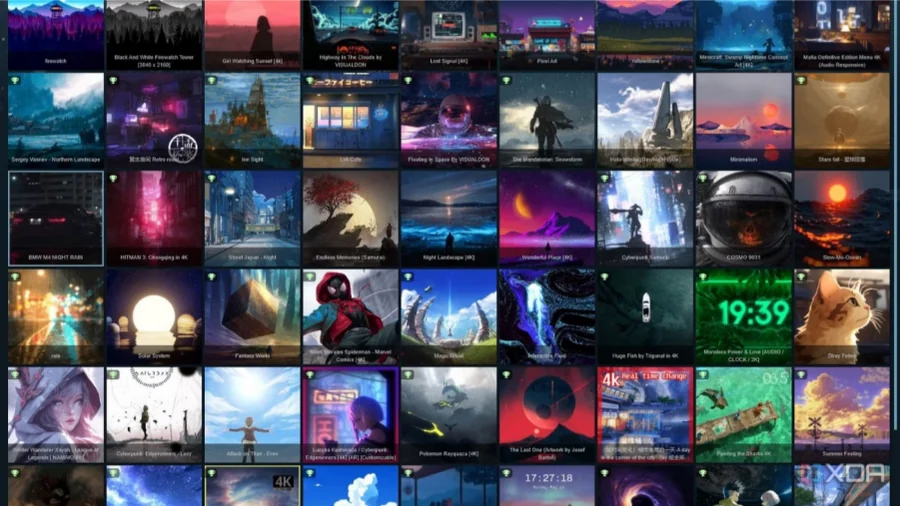 ตัวอย่างวอลเปเปอร์เคลื่อนไหวจำนวนมากใน Wallpaper Engine