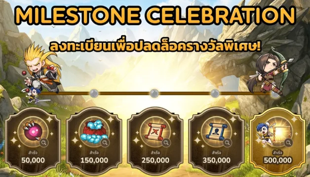 รางวัล Milestone ฉลองยอดลงทะเบียน 5 ขั้น